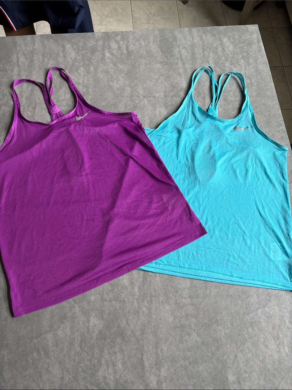 Nike Women’s Racerback Tank Tops - set of 2. Purple & blue. Size S
